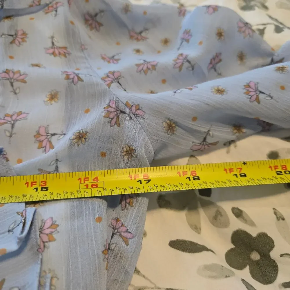 Endless rose Sheer baby blue floral Fairy Pleated tiered Cottagecore Sz Small - Picture 9 of 13